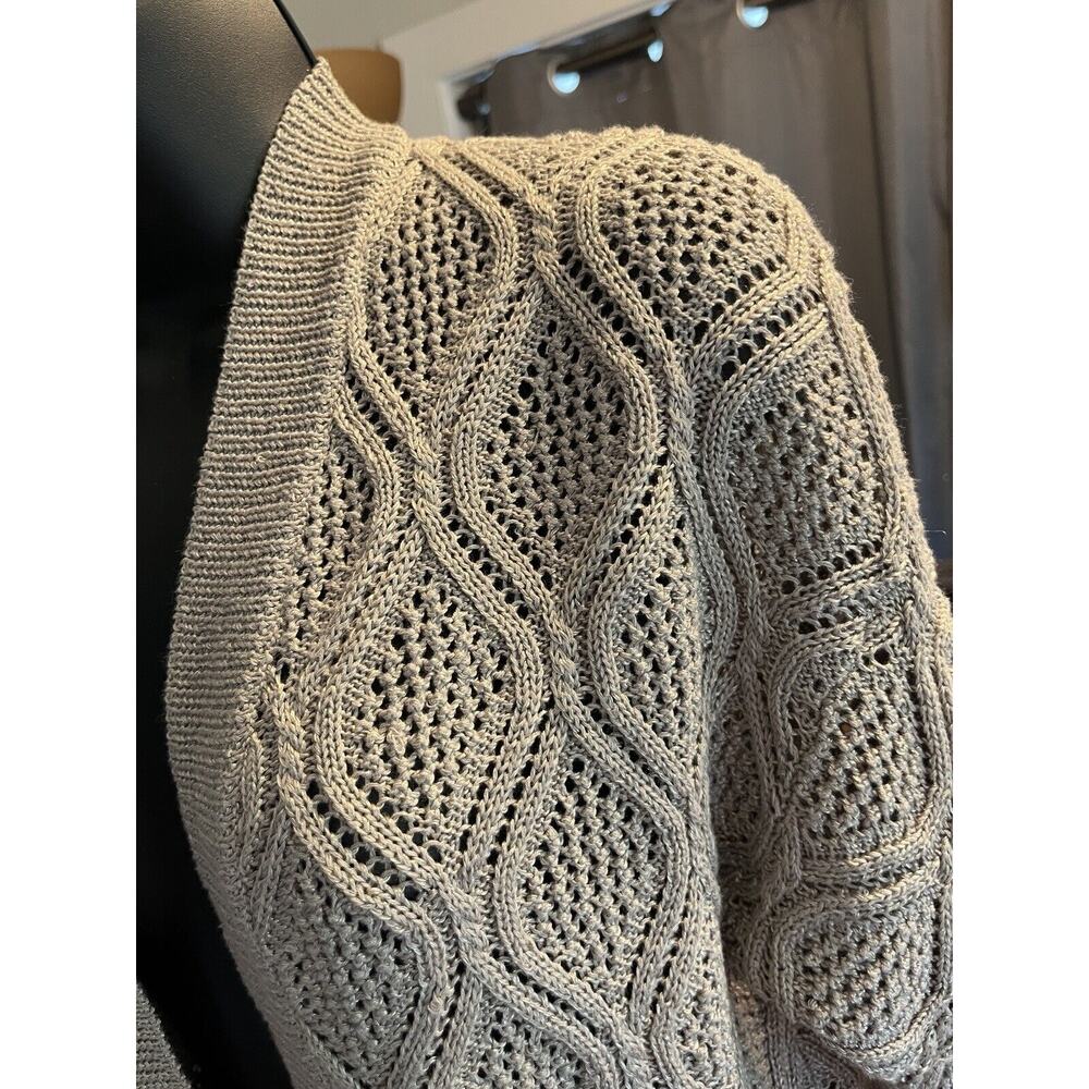 Alfani Gray Silver Knit Cardigan Cropped Petite Sz Sm EUC - Picture 3 of 6